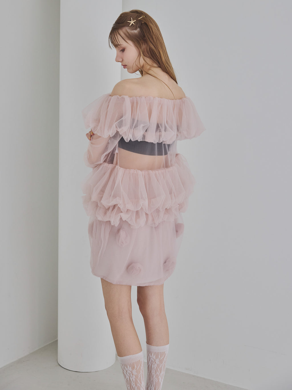 Rose tulle mini skirt ピンク size:M model:175cm MARTA
