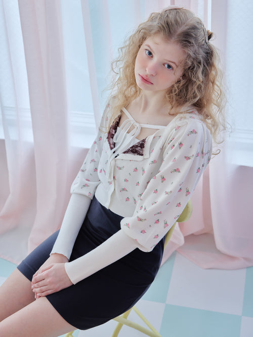 Lace lined cardigan ホワイト size:M model:173cm Olesia
