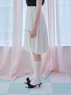 Ribbon slit pleated skirt ドット size:M model:173cm Olesia