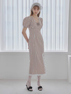 Rose gingham dress モカ size:M model:175cm MARTA