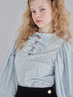 Many ribbon volume sleeve blouse ブルー size:M model:173cm Olesia