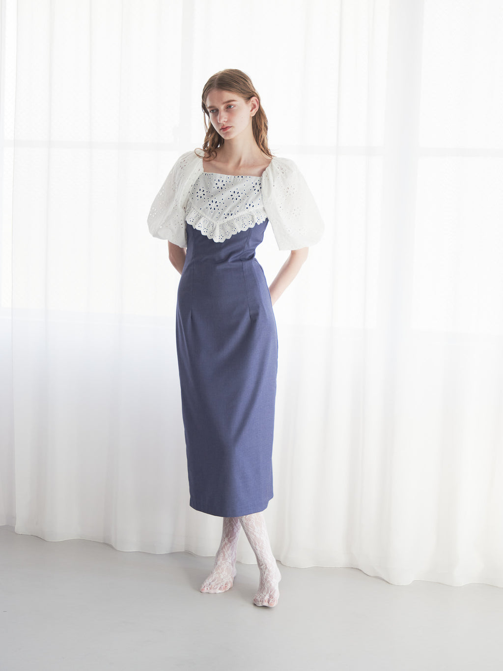 embroidered scarf dress ブルー size:M model:174cm LERA