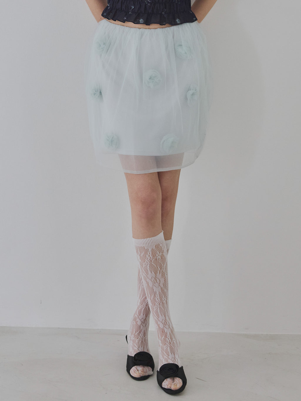 Rose tulle mini skirt ミント size:M model:175cm MARTA