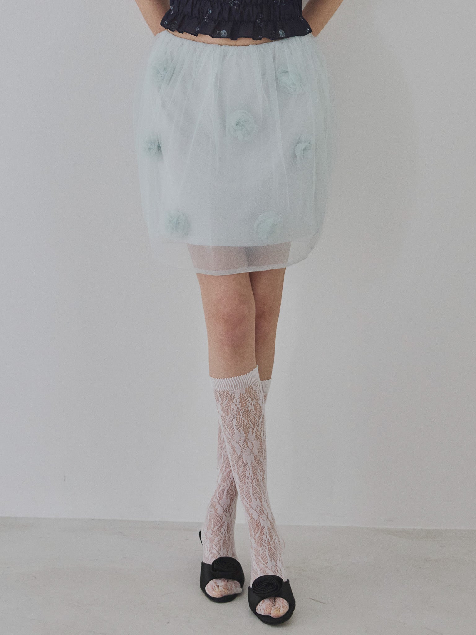 Rose tulle mini skirt ミント size:M model:175cm MARTA