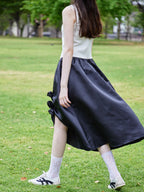 Rose satin docking rib dress ブラック size:M model:170cm ALICE