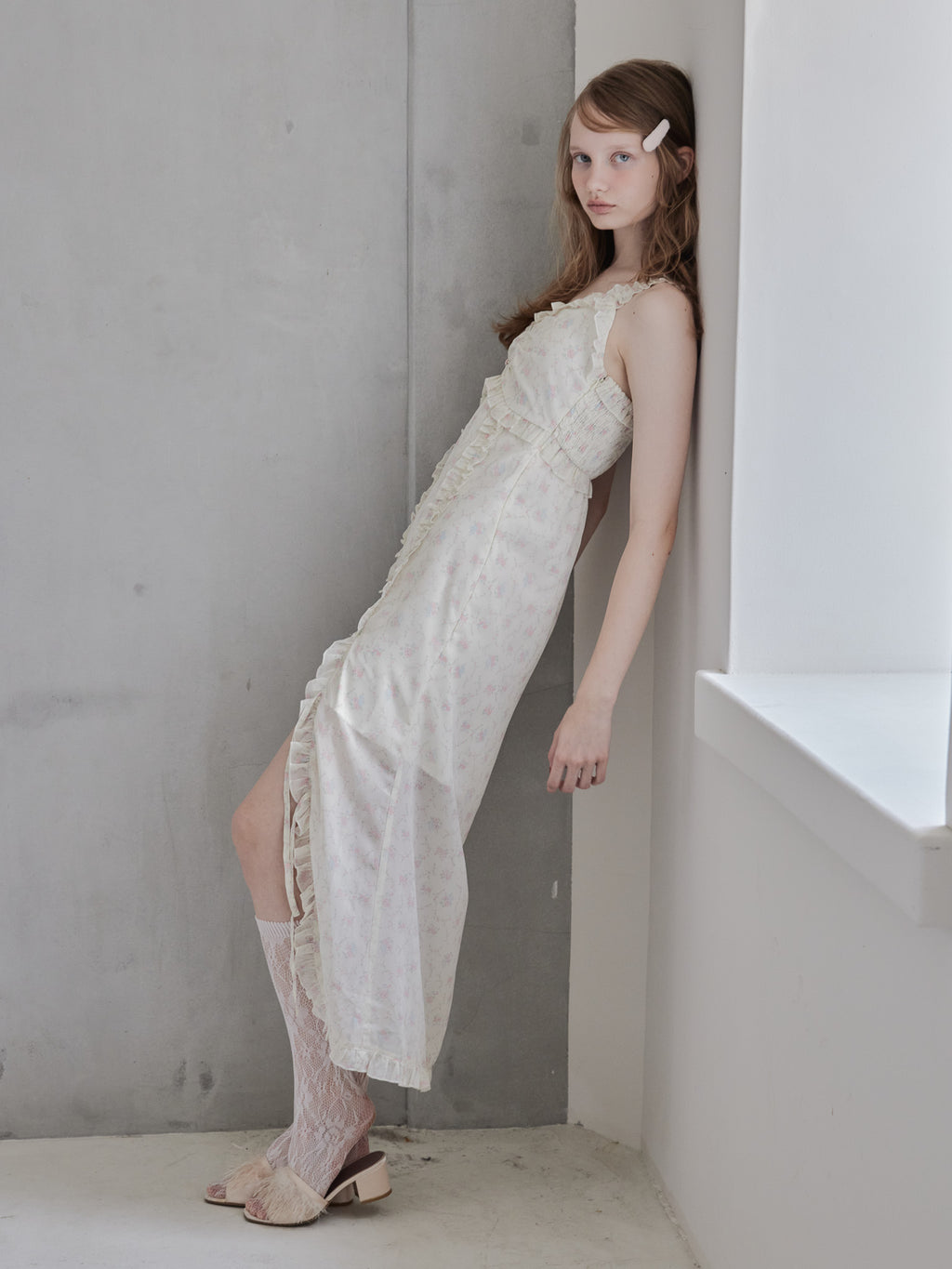Frill slit cami dress ホワイト size:M model:173cm DASHA.G