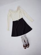 Fur trimmed sheer top クリーム