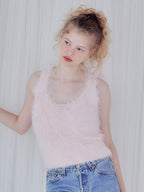 Back open shaggy knit tank top ピンク size:M model:173cm Olesia