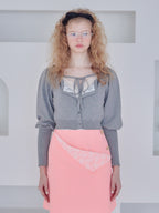 Lace lined cardigan グレー size:M model:173cm Olesia