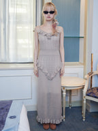 Mohair crochet cami dress モカ size:M model:163cm MINAMI