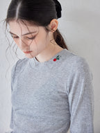 Rose embroidery eyelet short top グレー size:M model:170cm ALICE