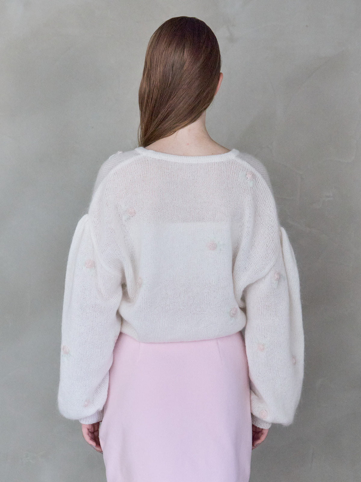 Many rose embroidery cardigan ホワイト size:M model:173cm ALINA
