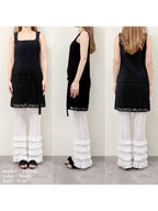 Low belt lace mini dress ブラック