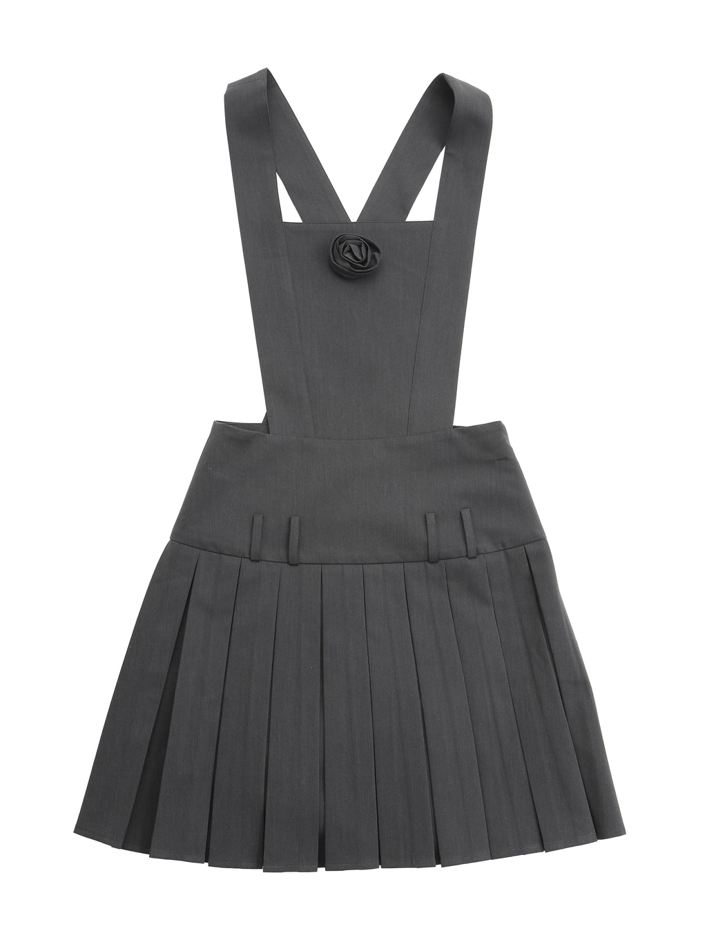 Rose pleated apron dress グレー