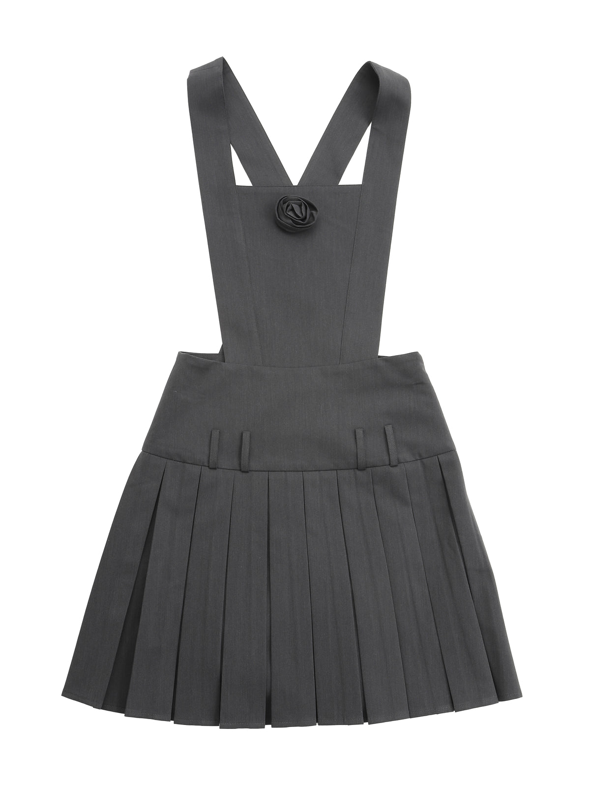 Rose pleated apron dress グレー