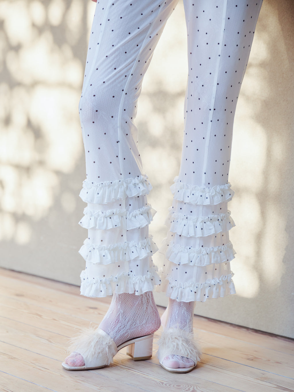 Frill tulle print pants ホワイト size:M model:174cm KATERYNA