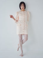 Volume sleeve mini dress ピンクベージュ size:M model:161cm 富樫かなえ