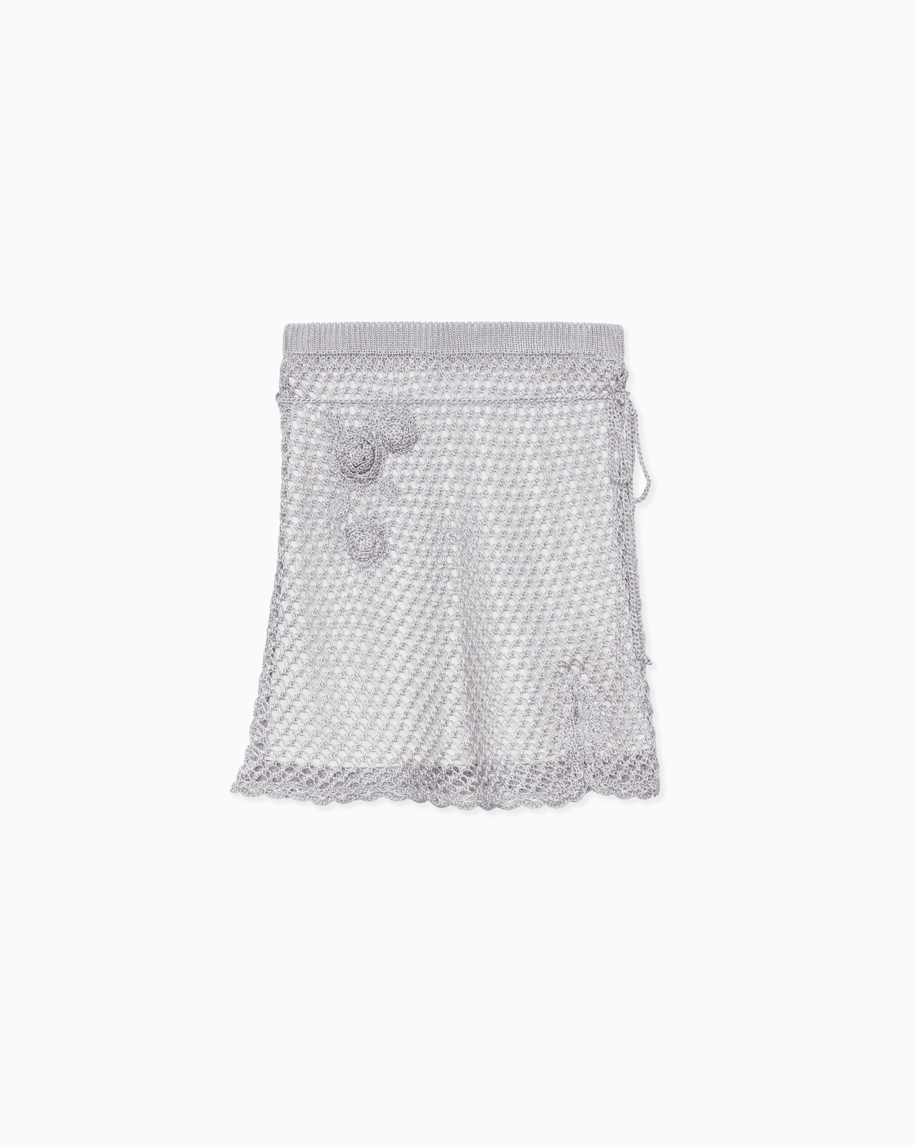 Rose crochet mini skirt サックス
