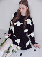 Many rose sweat balloon skirt ブラック size:M model:173cm ALINA
