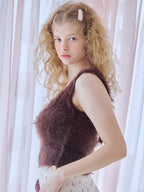 Back open shaggy knit tank top ブラウン size:M model:173cm Olesia
