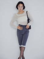 Fur trimmed sheer top クリーム size:M model:161cm 富樫かなえ