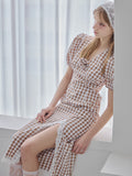 Rose gingham dress モカ size:M model:175cm MARTA