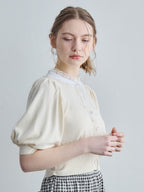 Lace collar puff sleeve cardigan クリーム size:M model:171cm ANIUTA