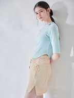 Rose crochet mini skirt ベージュ size:M model:170cm ALICE