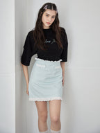 Lace trimming mini skirt ミント size:M model:172cm GINEVRA
