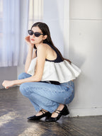Voluminous frill knit top ネイビー size:M model:172cm GINEVRA