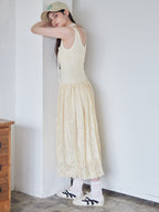 Low switching rose lace dress クリーム size:M model:170cm ALICE