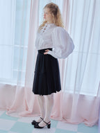 Ribbon slit pleated skirt ブラック size:M model:173cm Olesia