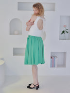 Ribbon slit pleated skirt グリーン size:M model:173cm Olesia
