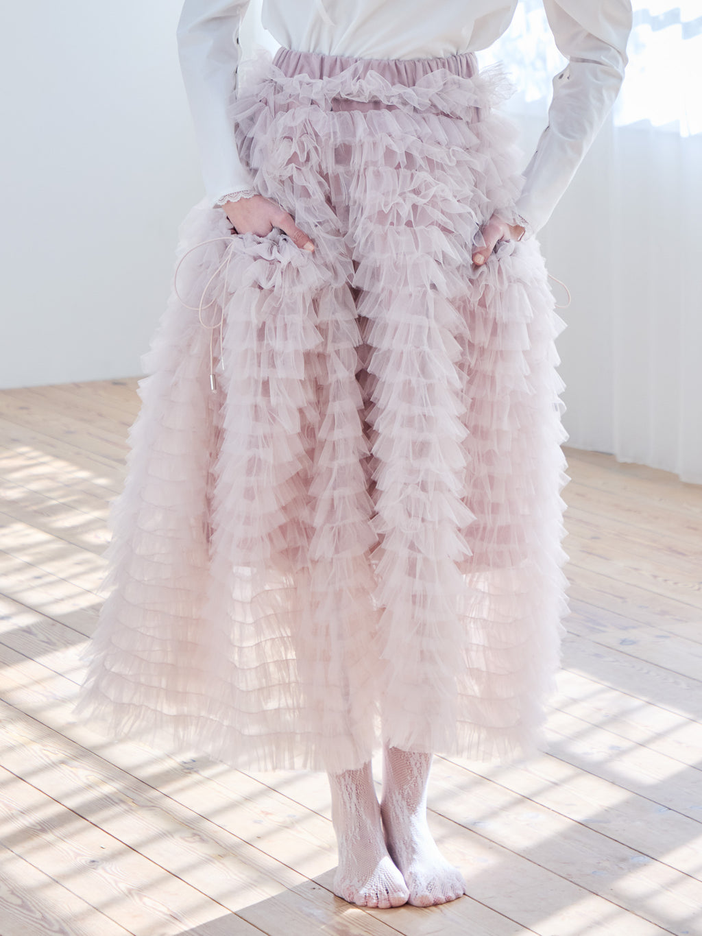 Tulle tiered volume skirt ピンク size:M model:174cm KATERYNA