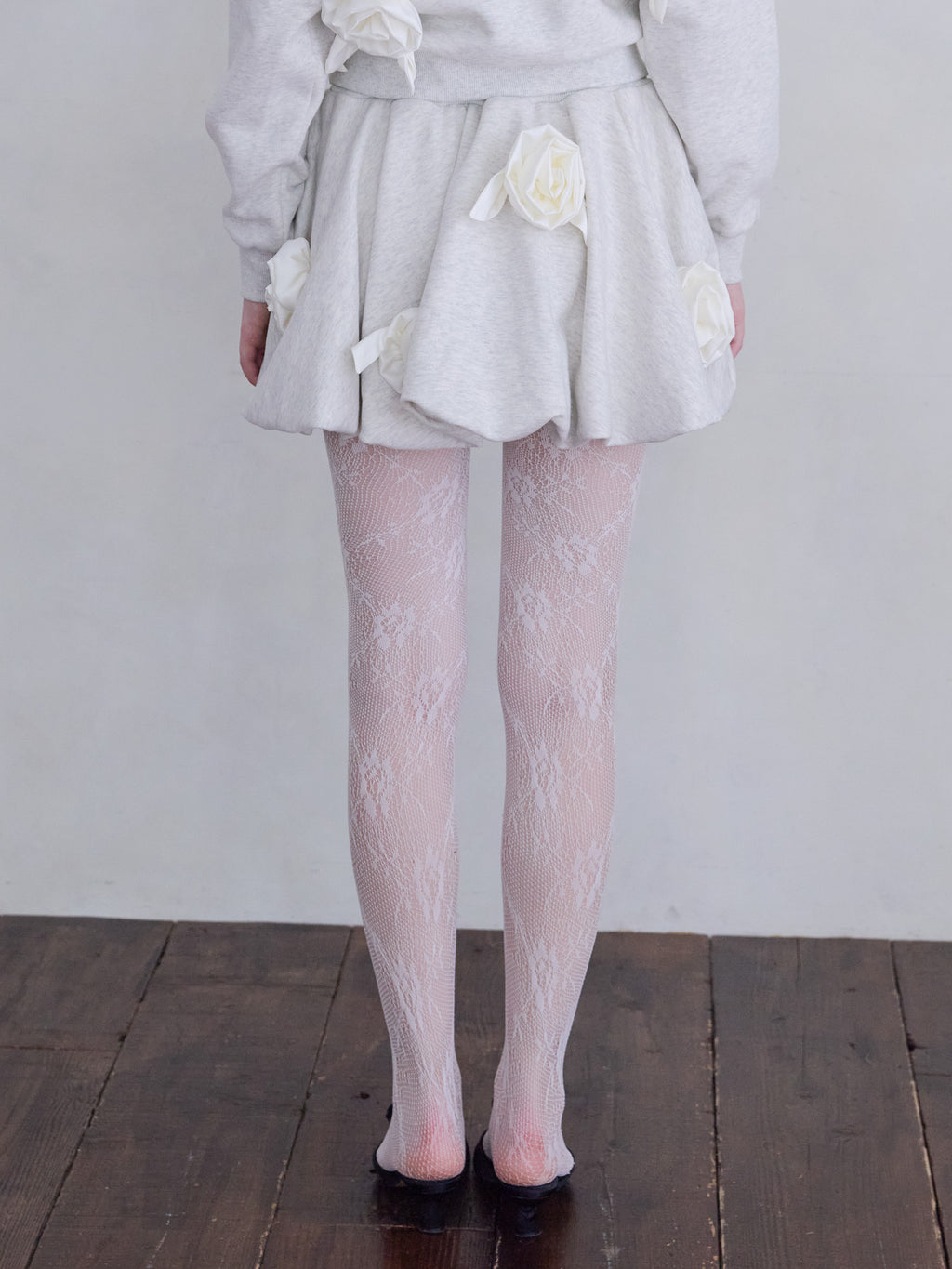 Many rose sweat balloon skirt グレー size:M model:173cm ALINA