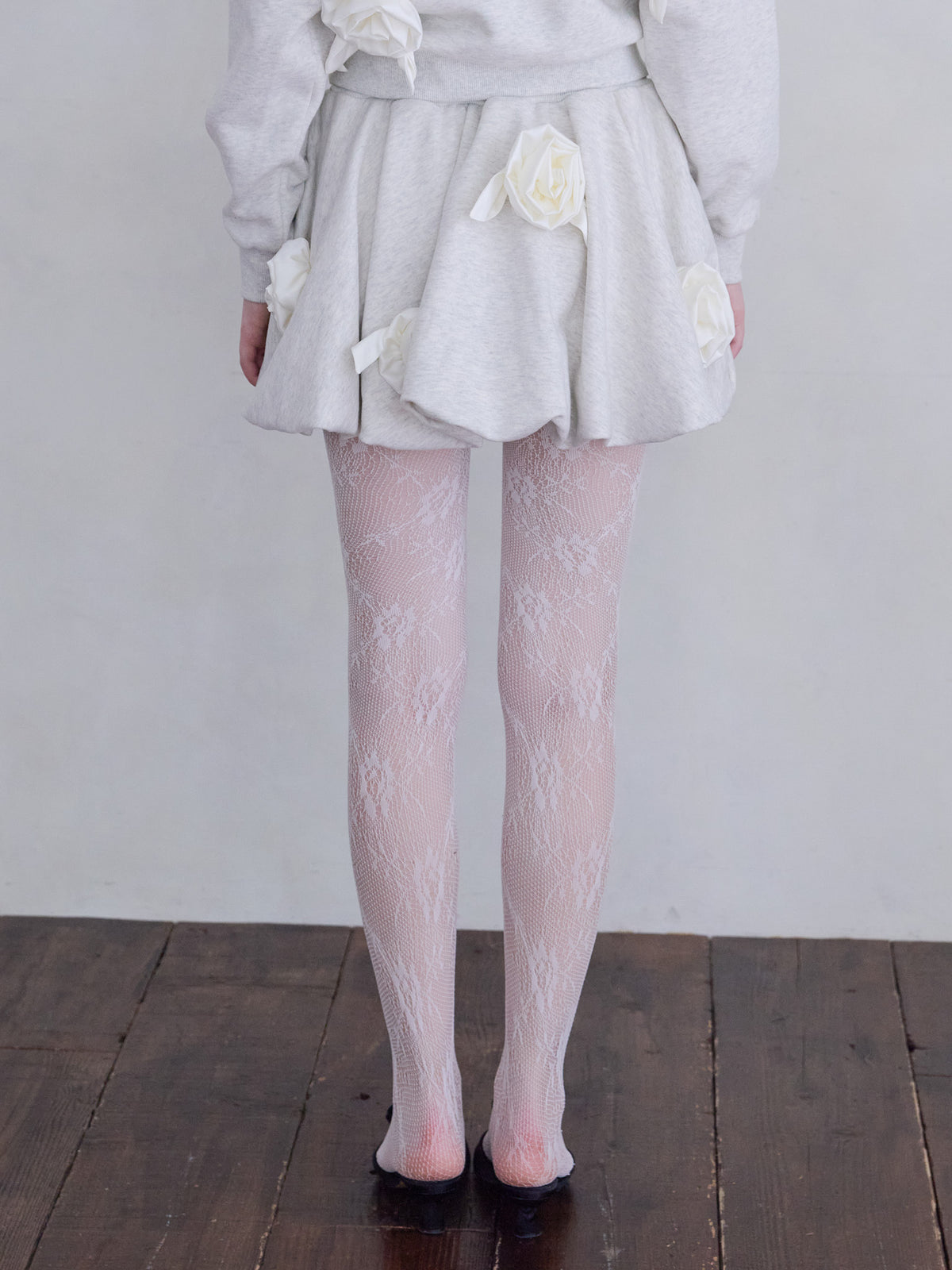 Many rose sweat balloon skirt グレー size:M model:173cm ALINA