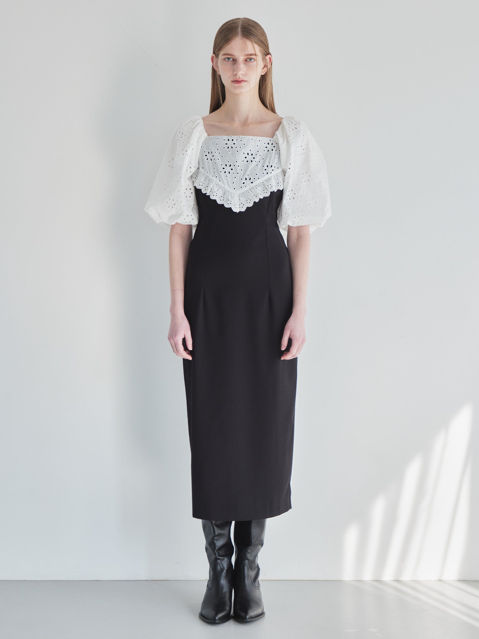 embroidered scarf dress ブラック size:M model:174cm LERA