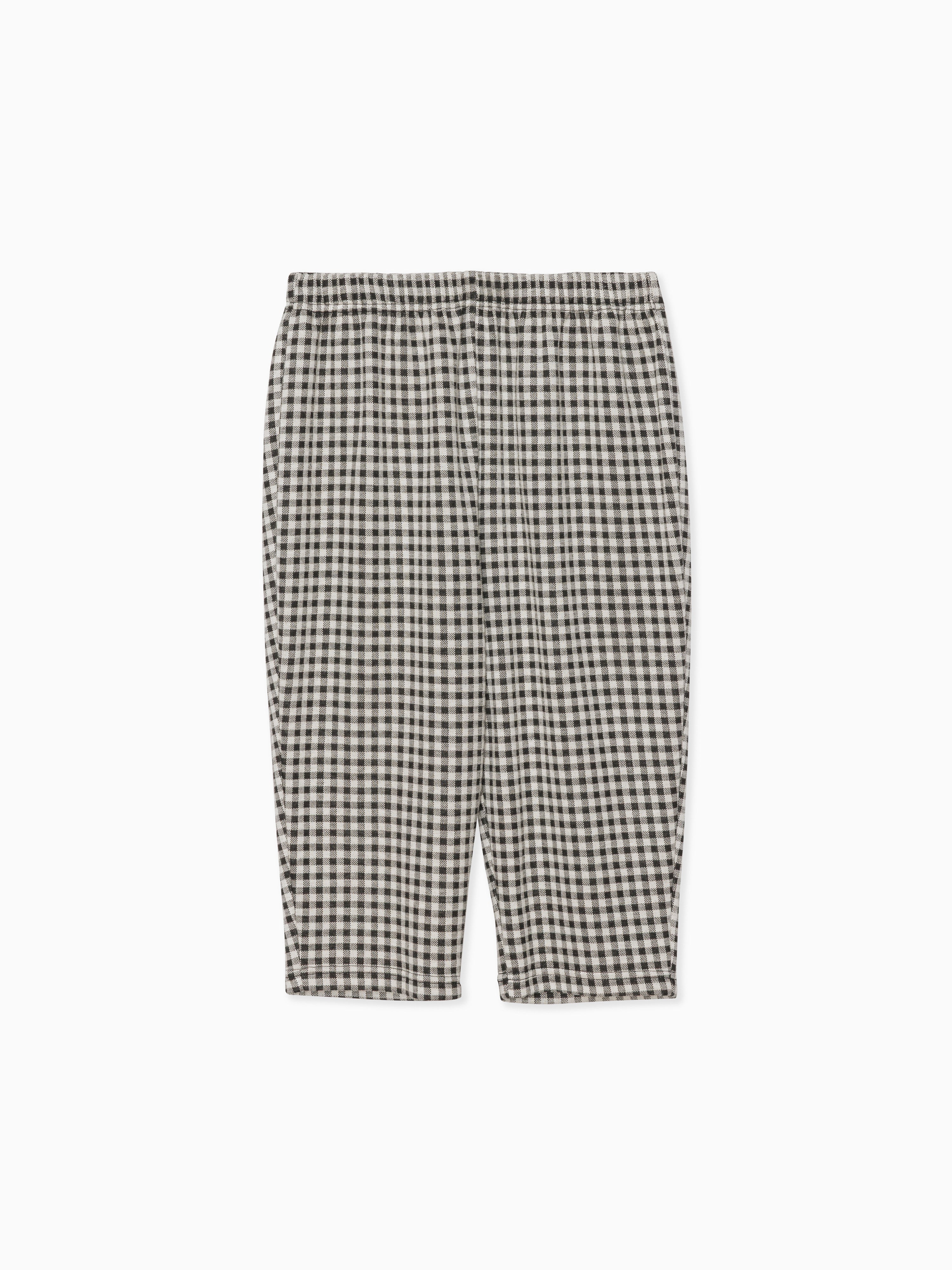 Gingham check sabrina stretch pants ブラック