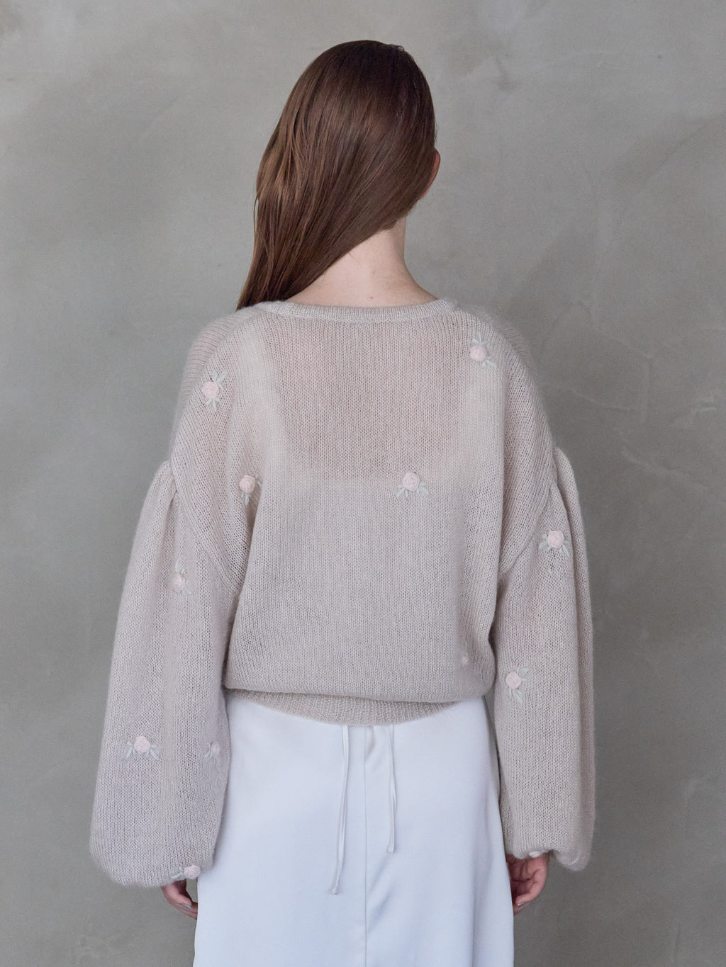 Many rose embroidery cardigan モカ size:M model:173cm ALINA