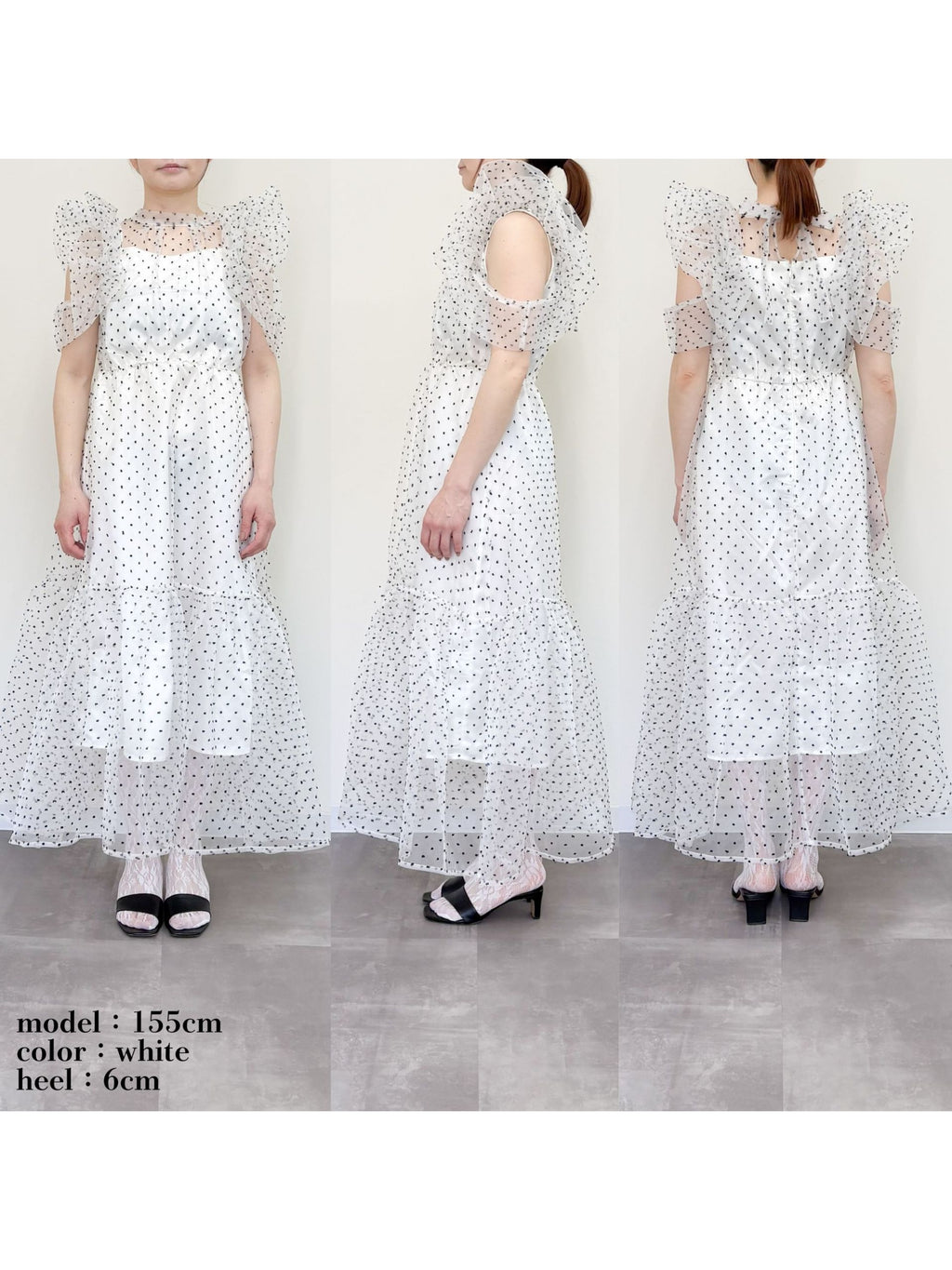Dot organdy dress ホワイト