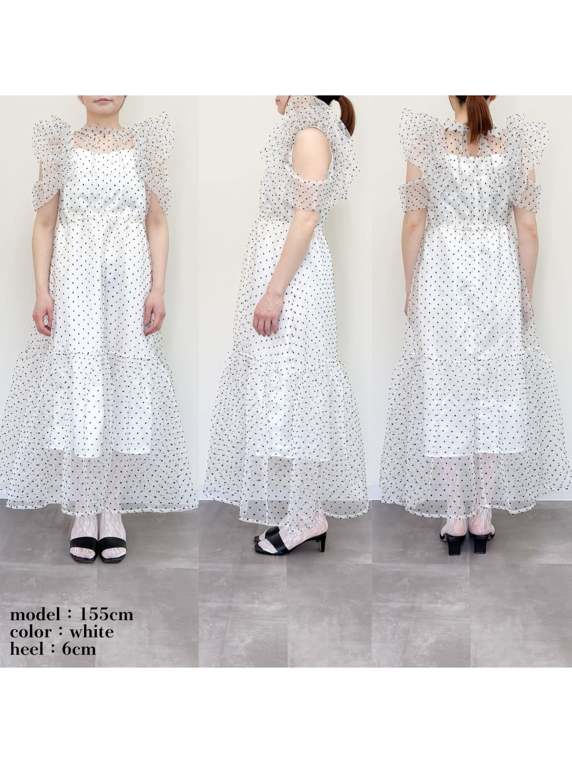 Dot organdy dress ホワイト