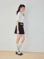 Lace trimming mini skirt ブラック size:M model:172cm GINEVRA