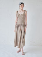 Gingham check back open dress ブラウン size:M model:170cm ALICE