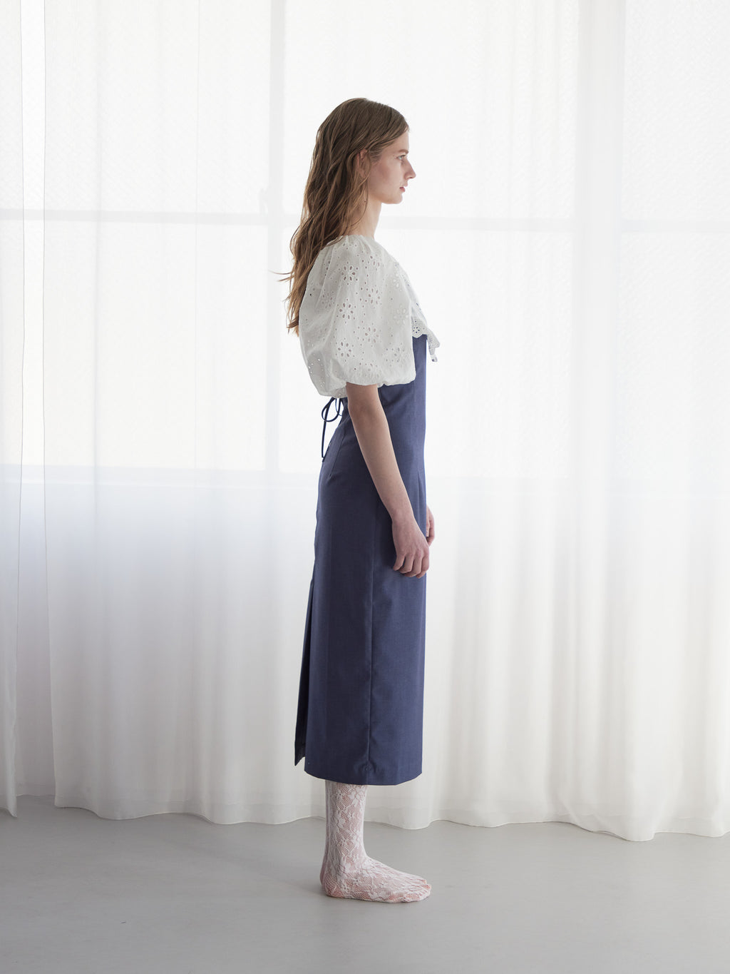 embroidered scarf dress ブルー size:M model:174cm LERA