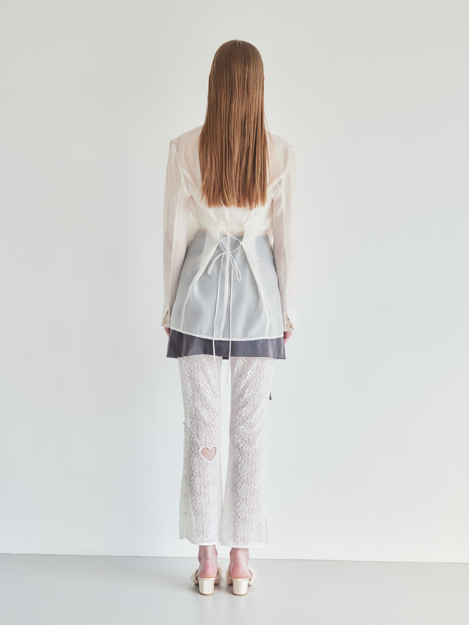 Heart trimming lace pants ホワイト size:M model:174cm LERA