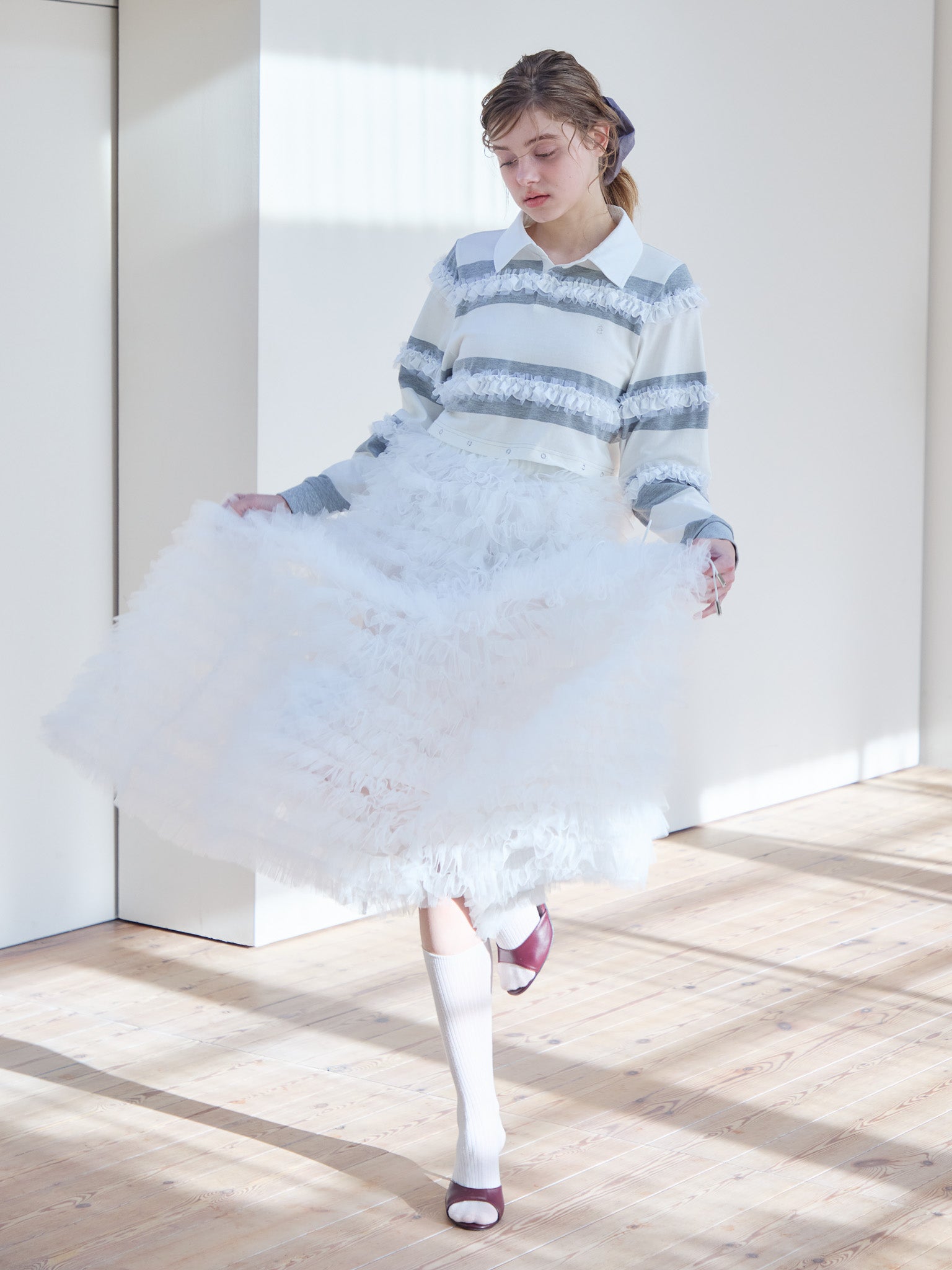 Tulle tiered volume skirt ホワイト size:M model:174cm KATERYNA