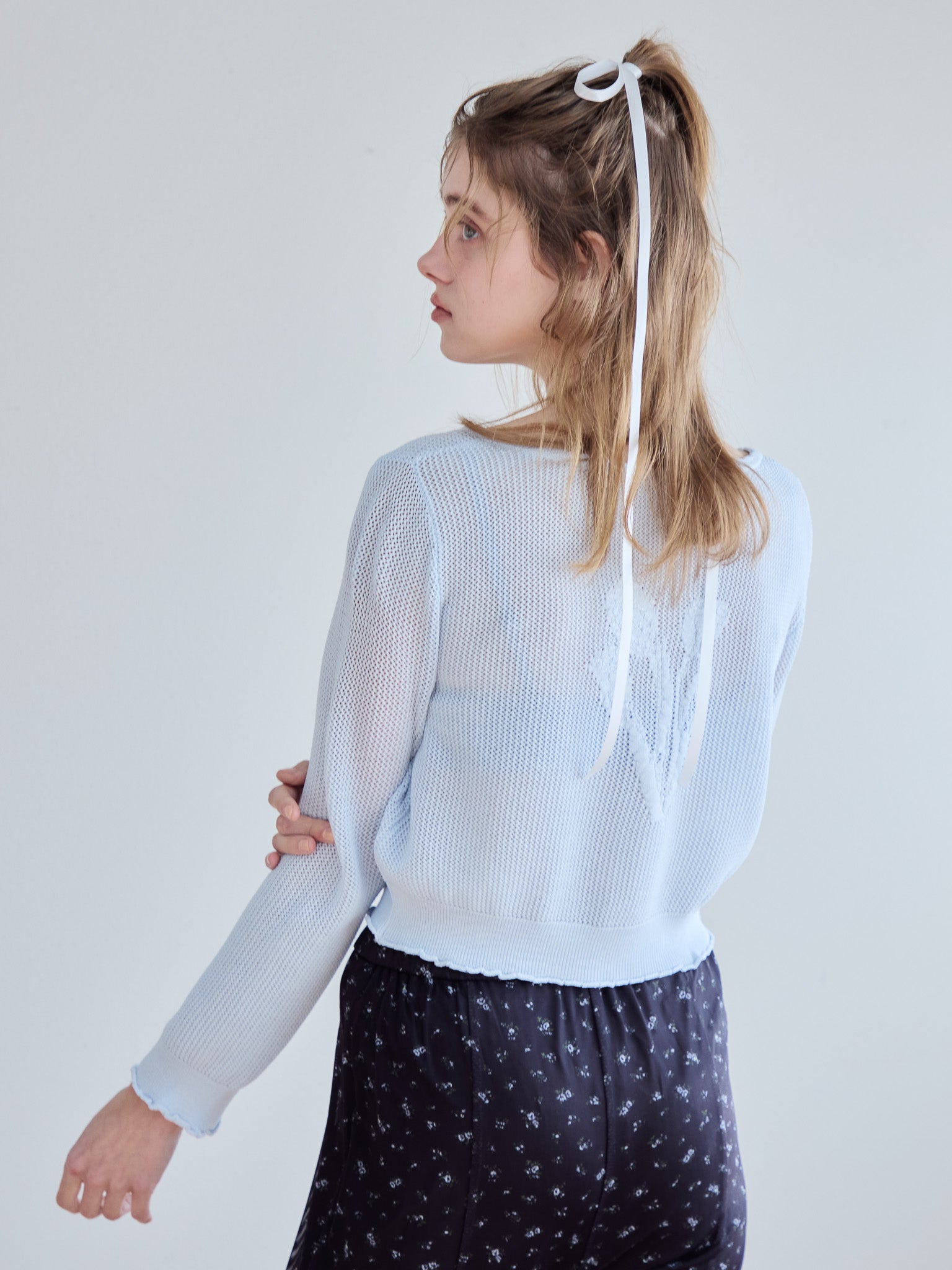 Tulip crochet cardigan サックス size:M model:174cm KATERYNA