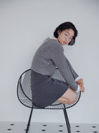 Hem flare mini skirt グレー size:M model:161cm 富樫かなえ