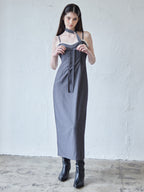 Stripe ribbon tight dress グレー size:M model:170cm ALICE