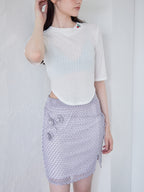 Rose crochet mini skirt サックス size:M model:170cm ALICE